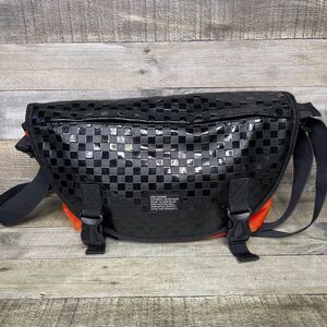 Zip Zone Messenger Black & Orange Bag Checkered Print
